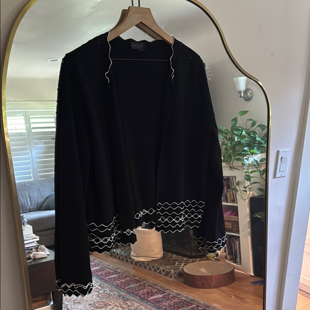 Carlisle Black and White Cardigan with Geometric Pattern